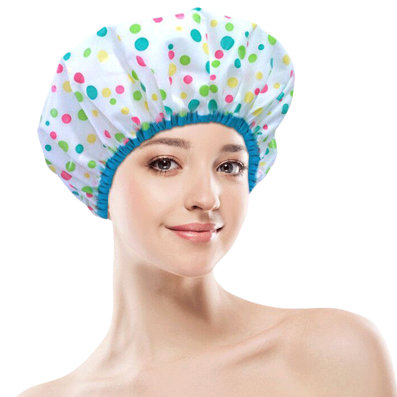 台湾浴帽女防水洗澡可爱成人美容头套大码双层加大加厚长发淋浴帽