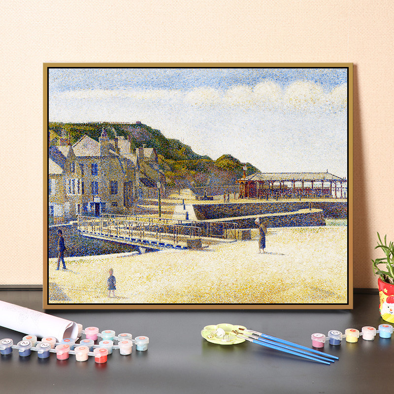 手绘填色油彩画欧洲复古建筑城市风景创意diy数字油画 客厅装饰画