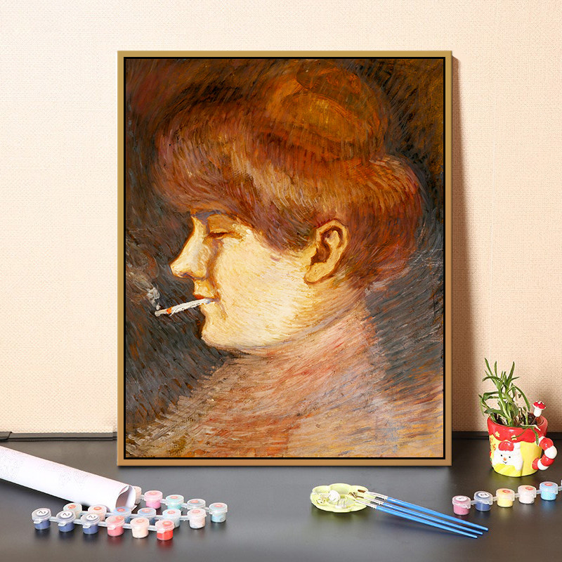 手工填色diy数字油画丙烯北欧人物自画像 创意艺术现代客厅装饰画