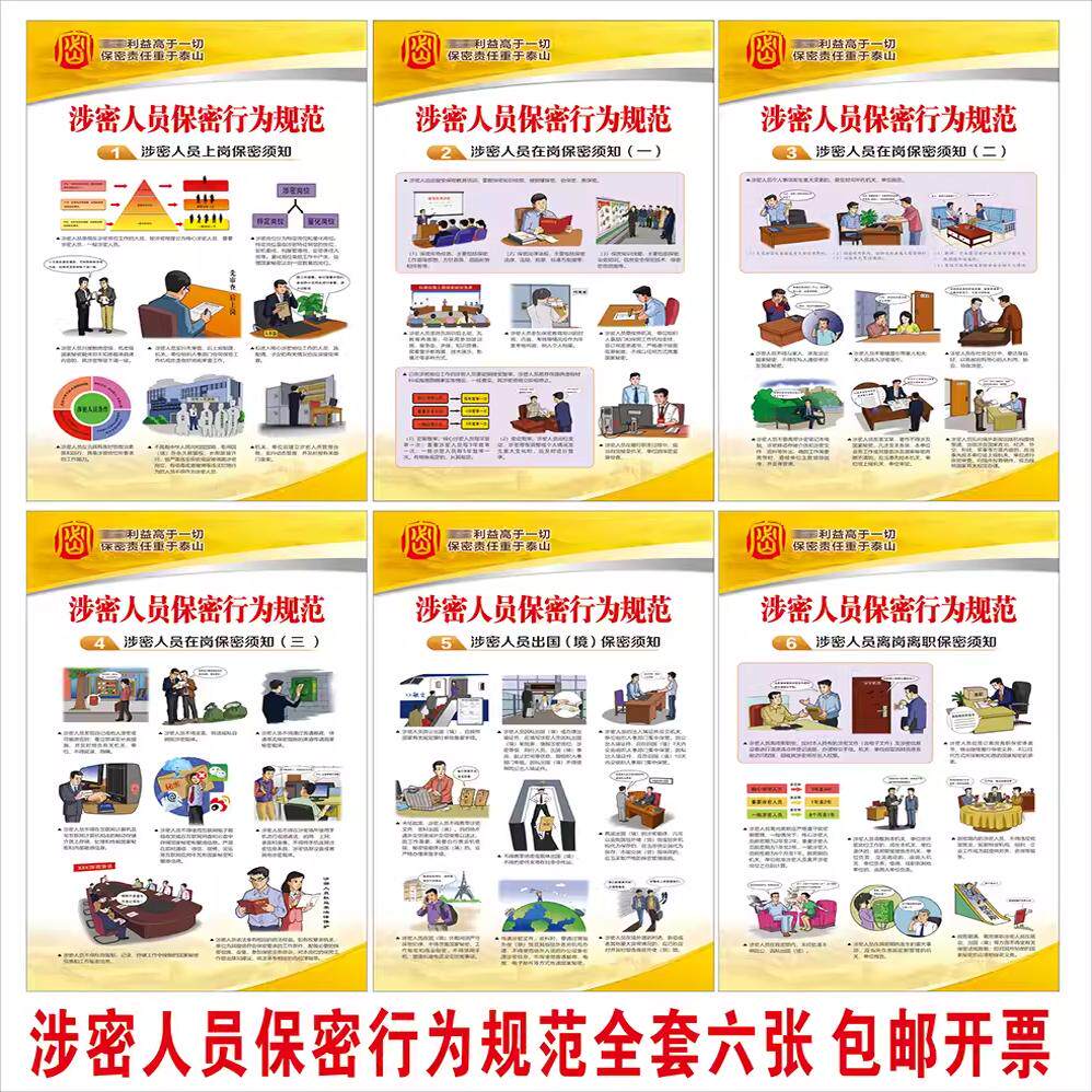 泄密行为保密宣传画企业保密安全警示标语挂图 办公保密宣传海报