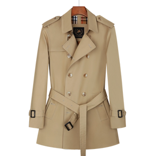 风衣男中长款双排扣英伦格纹内里纯棉加厚保暖可拆卸羊毛内胆外套