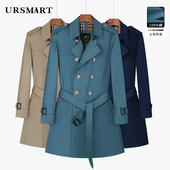 长款 风衣男青年双排扣英伦格纹棉内里加厚可拆卸羽绒内胆纯棉外套