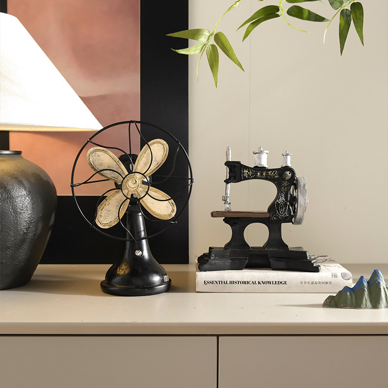 装饰品咖啡店风扇摆件书柜套装玄关店铺工艺品摆设家居复古怀旧
