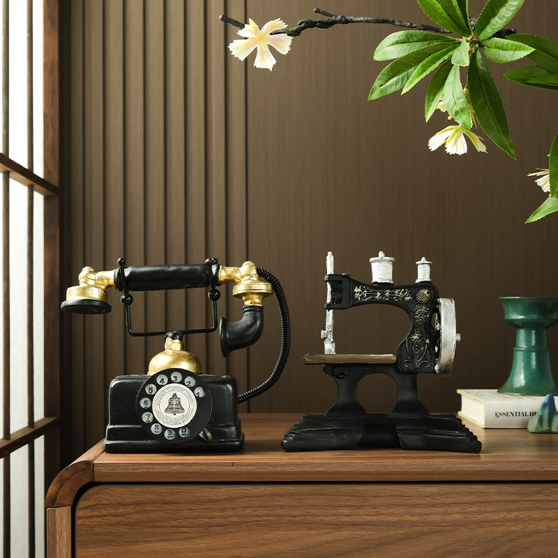 柜子玄关家居电话机摆件欧式套装复古摆设怀旧桌面装饰品大气组合