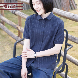 娃娃领短袖衬衫韩版衬衣翻领2026夏装新款大码女装休闲宽松上衣
