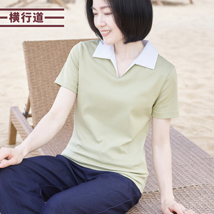 2026新款夏季Polo领短袖T恤女大码胖MM妈妈中年半袖夏装翻领上衣