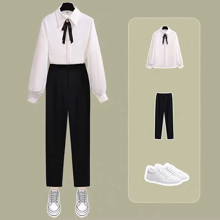 实拍现货衬衫半身裙套装秋季2020