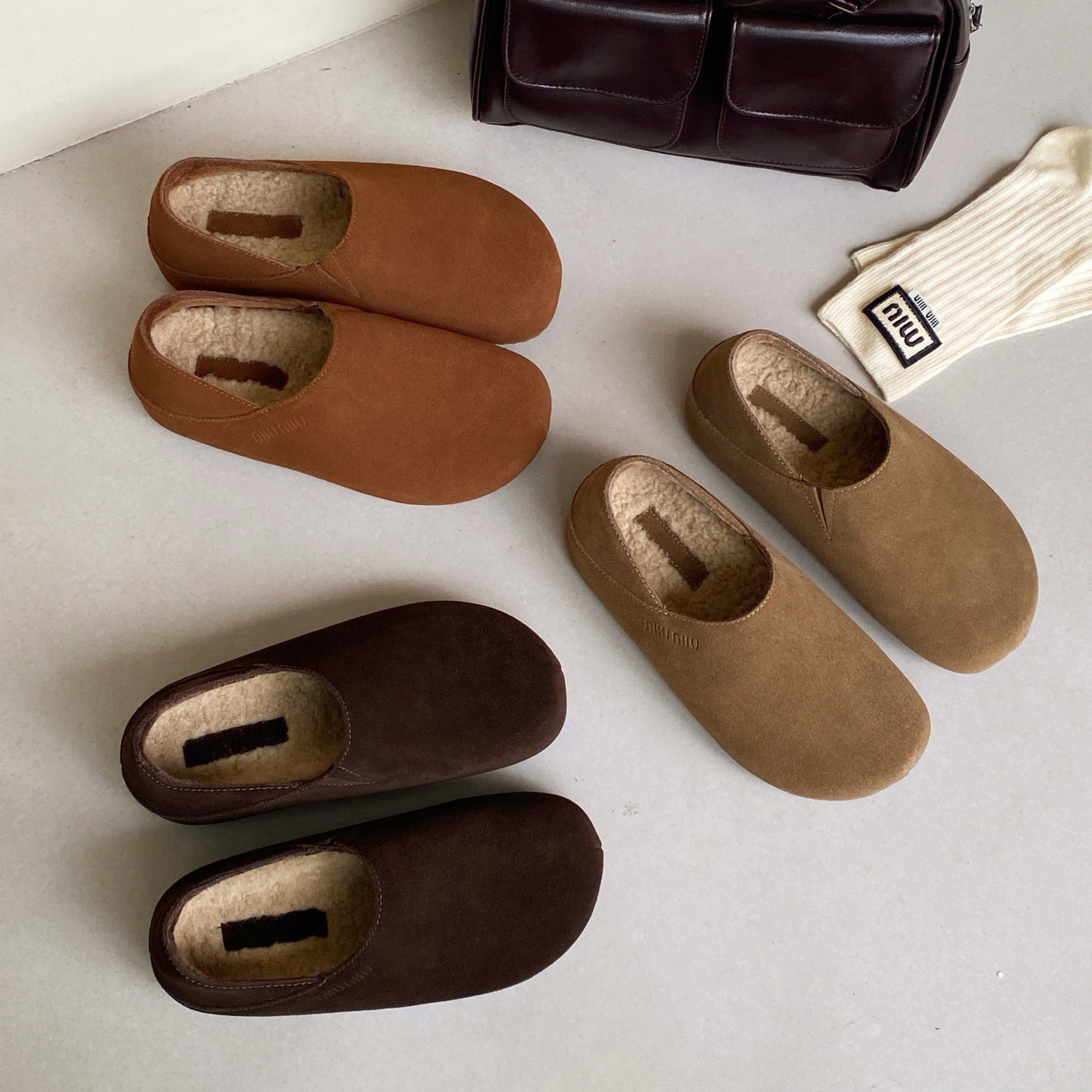 两穿一脚蹬勃肯鞋女冬加绒2025厚底增高乐福鞋羊羔毛毛毛真皮棉鞋