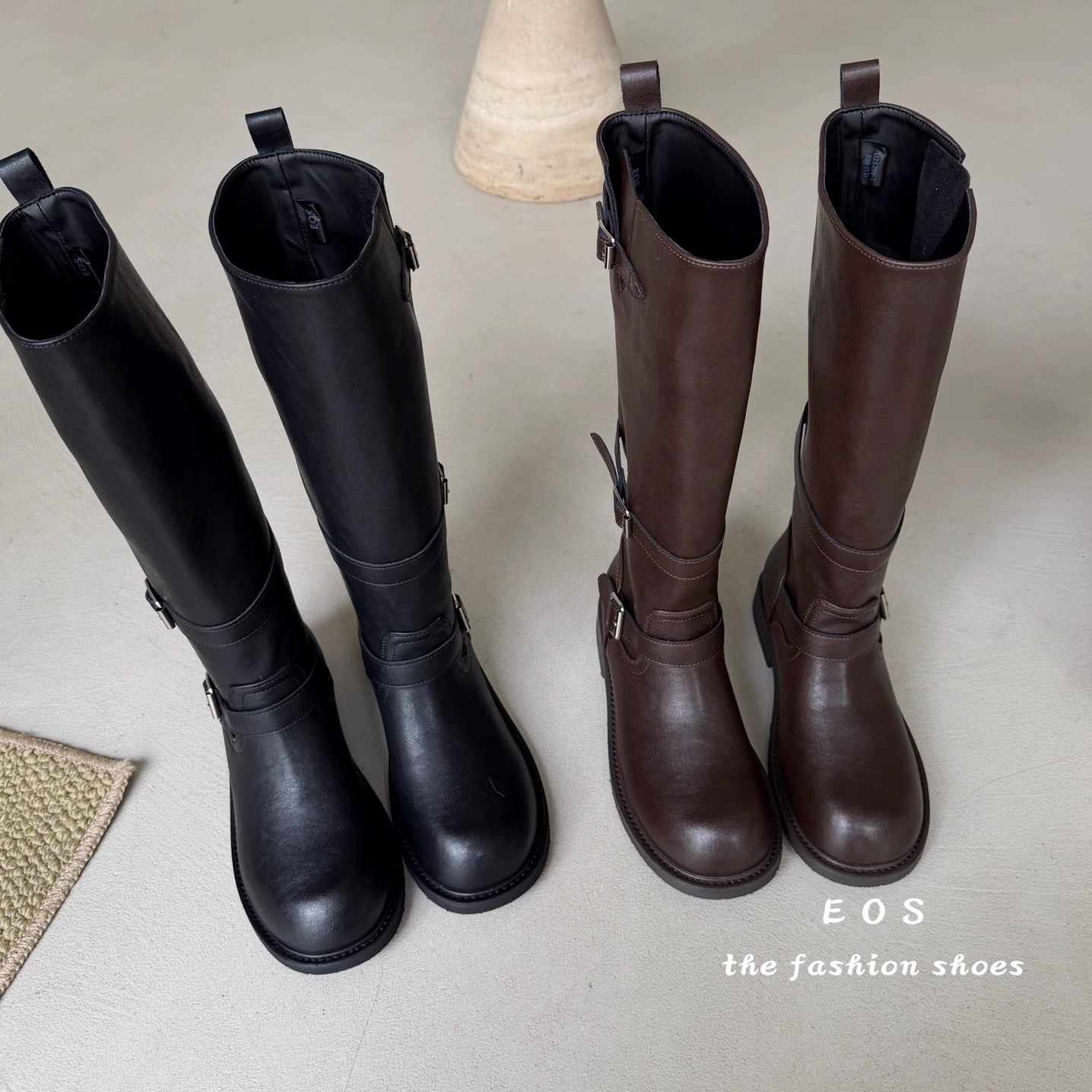 EOS冬季低跟保暖加绒长靴
