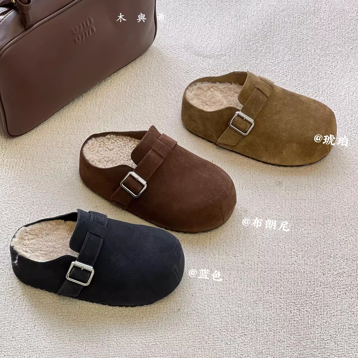 勃肯鞋2025秋冬新款毛毛鞋加绒女