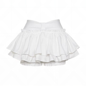 自制芭蕾风纯欲白色半身裙百搭高腰a字蓬蓬蛋糕裤 裙辣妹超短裙夏