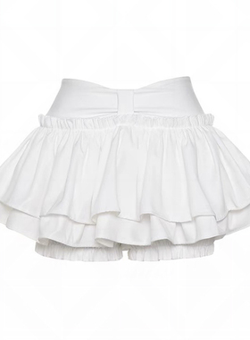 自制芭蕾风纯欲白色半身裙百搭高腰a字蓬蓬蛋糕裤裙辣妹超短裙夏