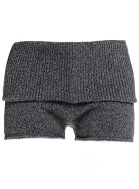 自制辣妹纯欲复古灰色绒感针织包臀短裤高腰显瘦直筒裤针织休闲裤