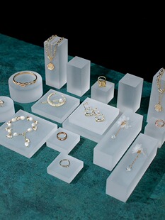 亚克力磨砂装饰摆件台diy加厚全套方柱圆柱弧形首饰商用展示透光