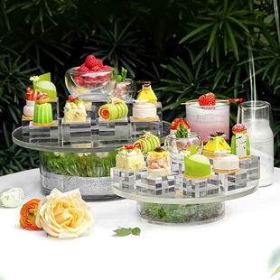意境菜餐盘冷餐展示架茶歇甜品摆台圆形蛋糕架宴会自助陈列点心架