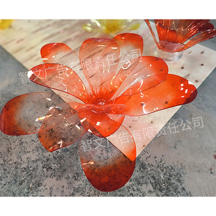 橱窗装置艺术花瓣亚克力美陈堆头道具发光景观雕塑网红落地摆件