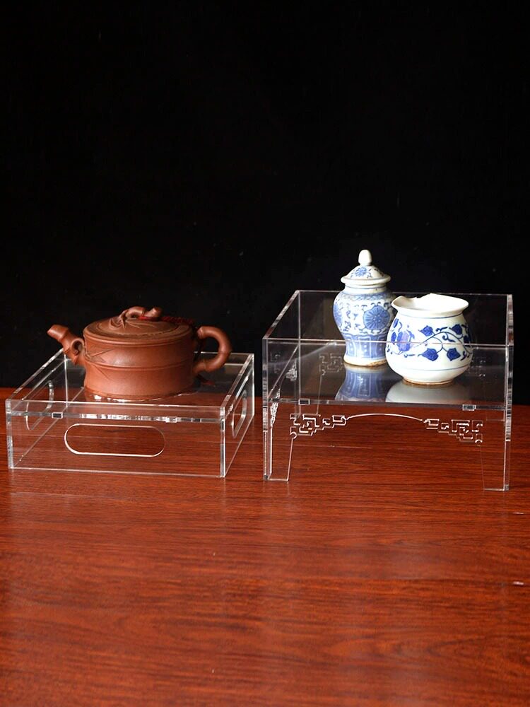 干泡茶承茶盘小型茶具架茶棚茶台收纳禅意茶道配件盘博古架亚克力