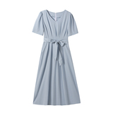 大货已出2022夏款新款纯色垂感系带连衣裙262A-S142-P95-K148，女装连衣裙，Yologo