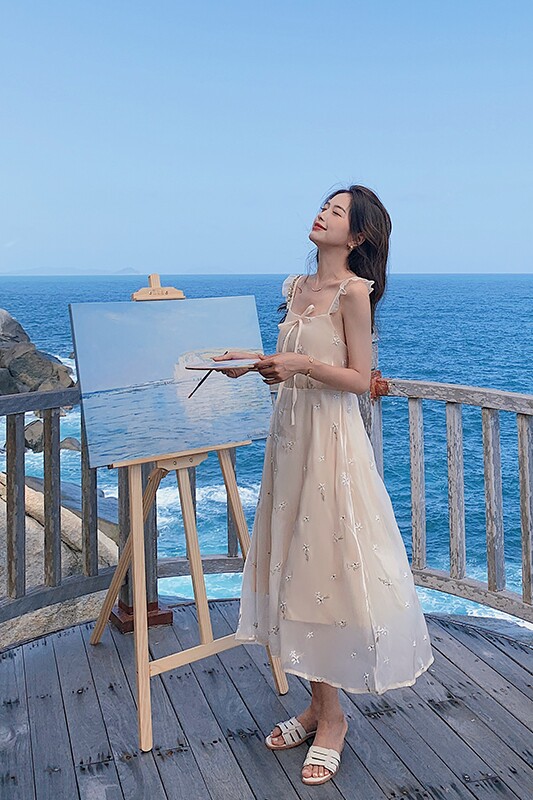 现货刺绣暮云纱连衣裙有262A-S140P90K148＋外搭P115K168,女装连衣裙,Yologo