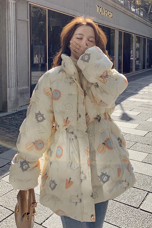 【大货已出】22冬款卡通印花收腰系带服262A-W105-P155-K228,女装棉衣/棉服,Yologo