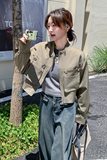 韩版时尚气质短款夹克外套女2025春秋季新款宽松显瘦百搭休闲上衣，女装短外套，Yologo