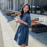 复古高级感牛仔裙连衣裙女2023春夏新款韩版学院风时尚减龄衬衫裙，女装连衣裙，Yologo