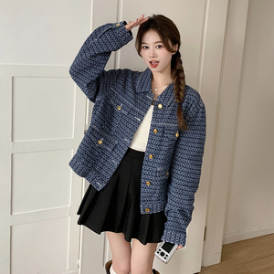 港风复古提花牛仔外套女2025春秋新款设计感显瘦宽松小香风上衣潮图片