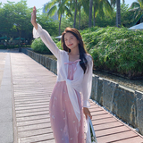 淑女紫粉色吊带＋外搭