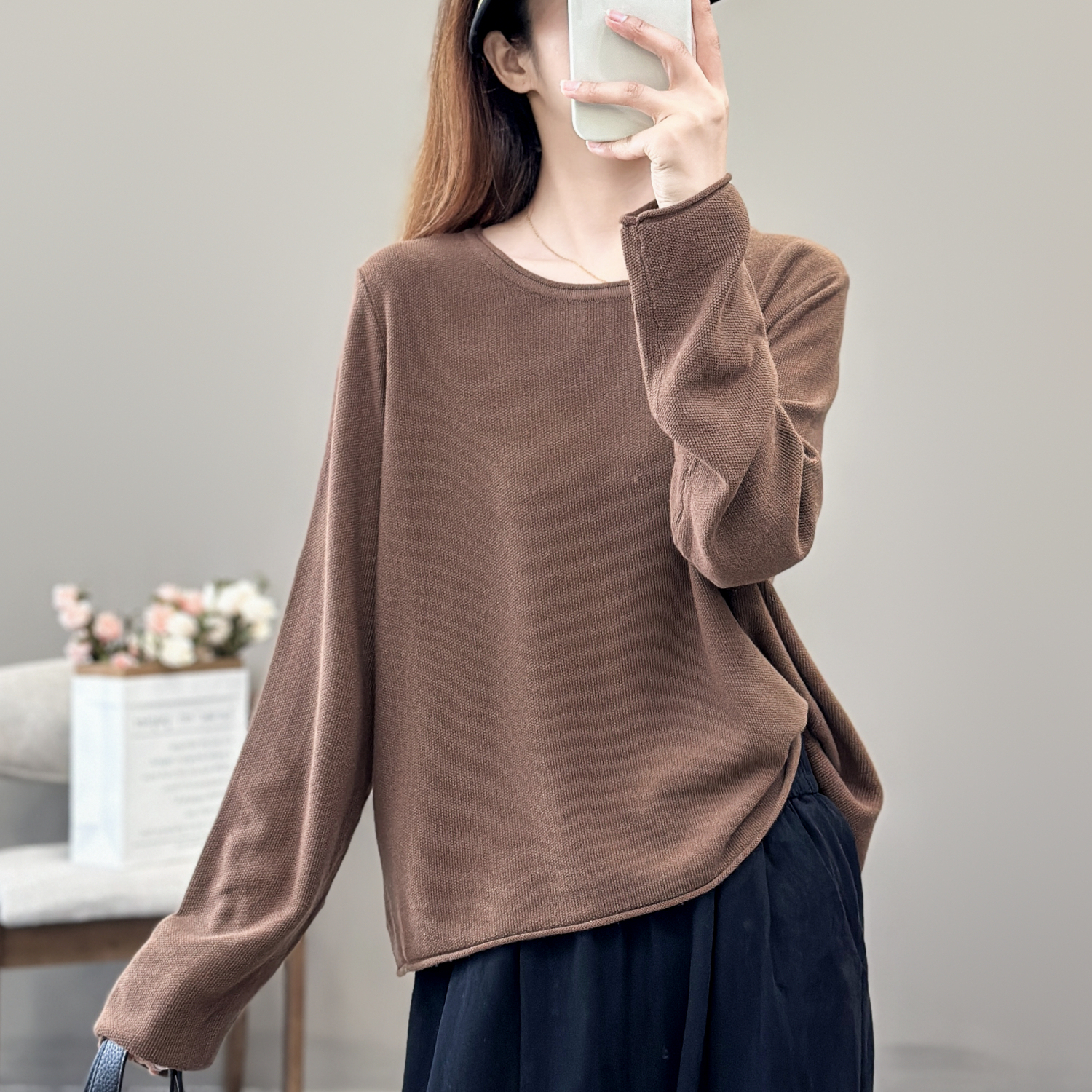 专柜棉线针织衫时尚长袖毛衣女