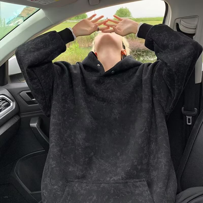 重磅扎染卫衣男生春秋学生潮牌美式男士秋装上衣2025新款连帽外套