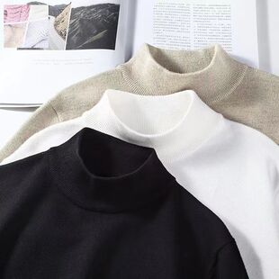 韩版 潮流针织衫 毛线衫 毛衣男士 修身 打底衫 大码 保暖 半高领秋冬薄款