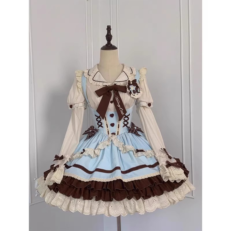 甜美薄巧可爱咖啡内搭托胸Lolita裙jsk洛丽塔日常lo裙甜美公主裙