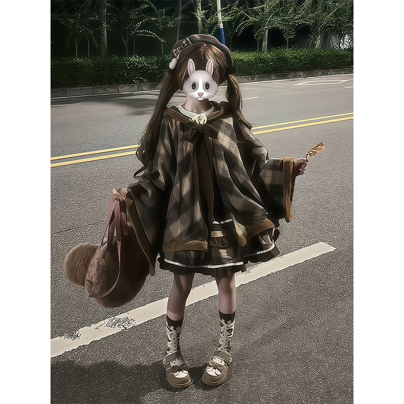 【提拉米苏】小个子小蛋糕三件套女外穿斗篷+小众连衣裙+百搭上衣