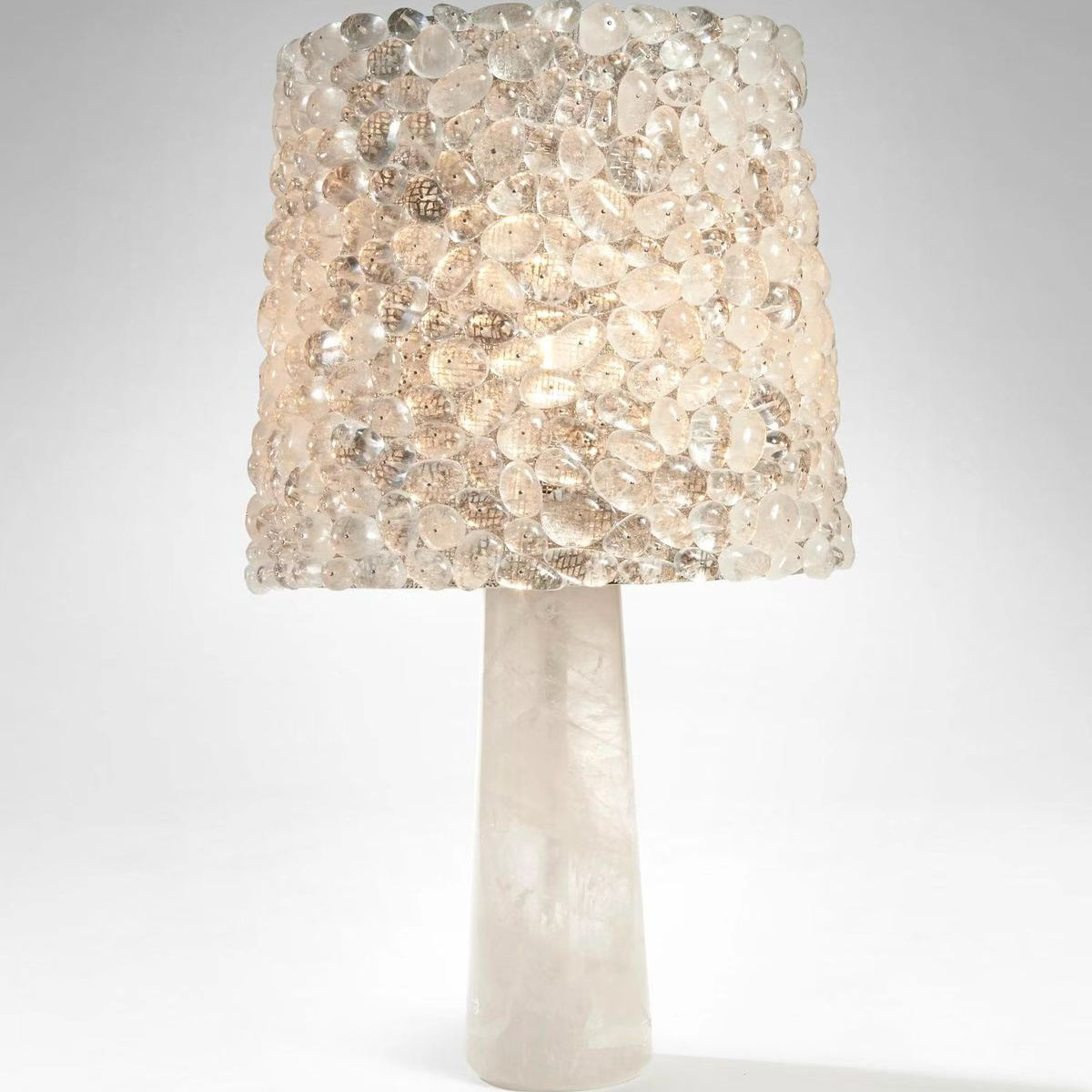 侘寂风水晶装饰台灯卧室床头灯高级感手工编织灯罩氛围灯艺术台灯