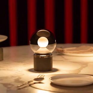 高端极简玻璃星球充电台灯卧室声控床头离线语音氛围装饰艺术台灯