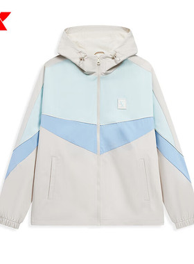 特步女子双层风衣2024春季新款拼接撞色休闲双层风衣976128150004