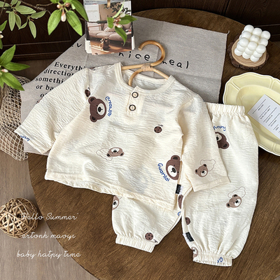 宝宝夏装1岁半5睡衣灯笼裤套装男女儿童空调家居服薄夏季婴儿衣服