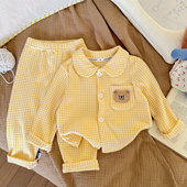 宝宝衣服分体套装 婴儿家居服秋季 男女儿童睡衣冬天中小童翻领开衫