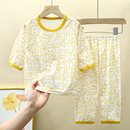 婴幼儿 儿童冰丝睡衣男孩女孩家居服夏款 小宝宝七分袖 夏天薄款 套装