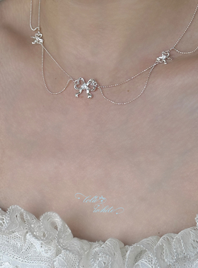 Dearlola「伊丽莎白」通体s925纯银重工蝴蝶结项链精致低奢公主