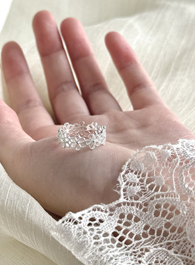 LolaWhite「花团」通体s925纯银花朵戒指精致温柔高级小众显气质