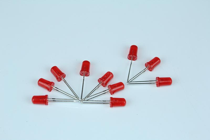 （型号：502 RUD）5MMLED红色短脚高亮红发红发光二极管10粒