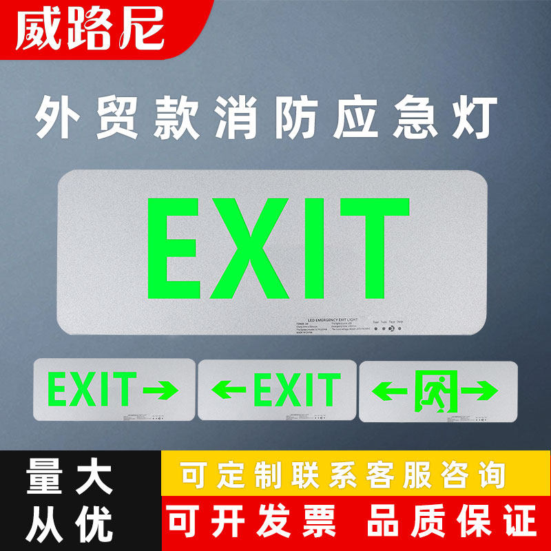 可定制外贸消防应急灯 EXIT出口标志灯通道紧急led安全出口指示灯