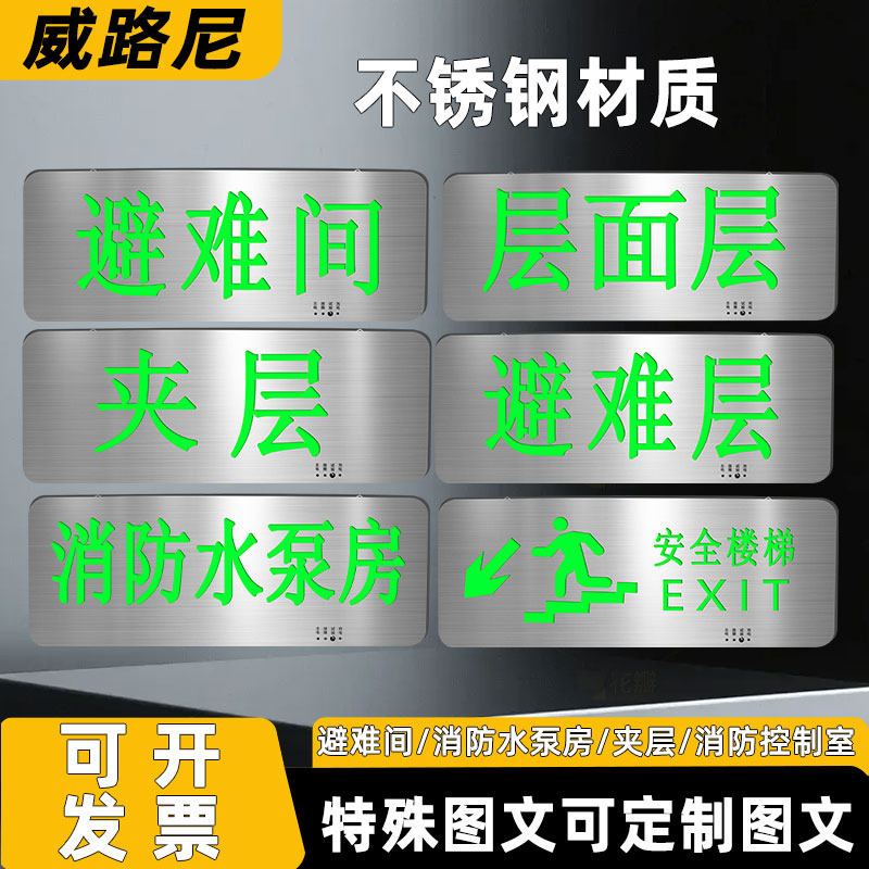 消防避难间标志灯水泵房机房下上楼梯夹层手术中标志牌警示指示灯