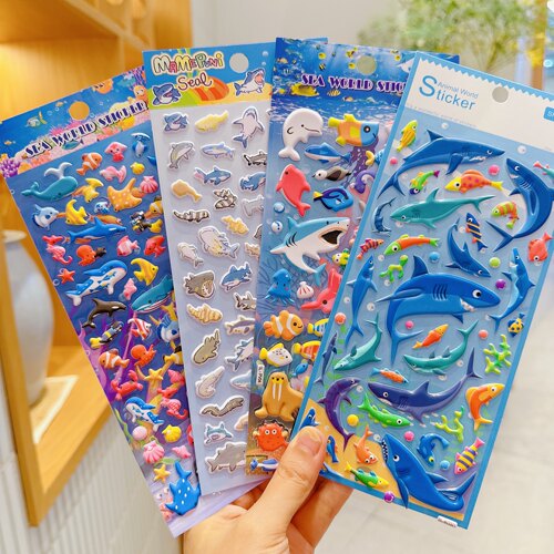 海洋生物贴纸海豚大鲨鱼3D粘贴画