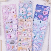 3D加厚镶钻萌宠贴纸卡通胖嘟嘟小兔子猫咪柴犬企鹅儿童手工diy画