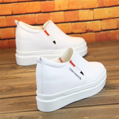 懒人一脚蹬单鞋 内增高8cm女鞋 白色运动鞋 网红休闲鞋 新款 2024春季