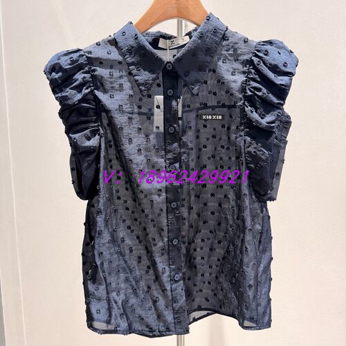 【影家正品】香系列专柜夏款泡泡袖翻领波点衬衫C50423867301-599