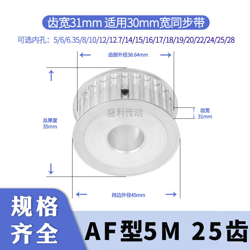 盛利同步轮5M25齿AF齿宽31总厚35