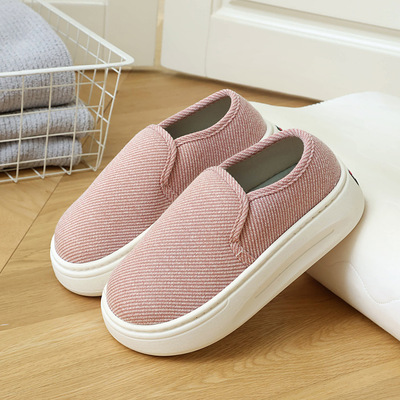 款布鞋月子鞋春秋吸汗防滑软底踩屎感一脚蹬懒人单鞋亚麻拖鞋男